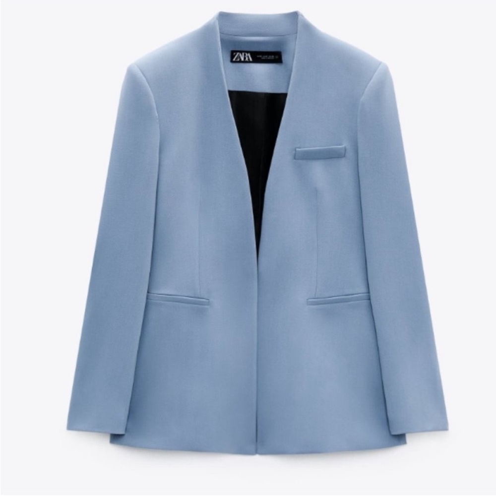 NWT Zara Tailored Blazer Light Blue Size Small